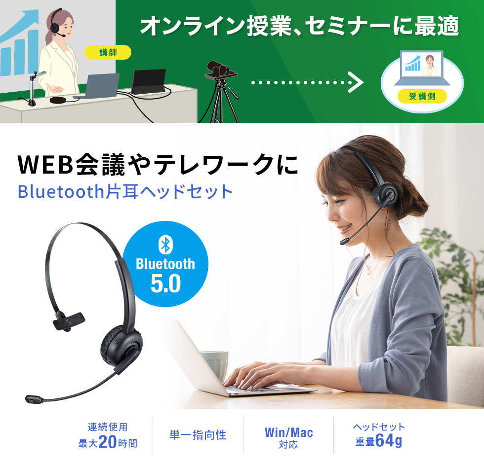 ����掠�ץ饤<BR>Bluetooth��³ �إåɥ��å�<BR>MM-BTMH58BK