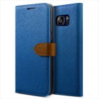Sanctuary���󥯥��奢��Lific Saffiano Diary for GALAXY S7 Edge��Darkblue+Brown��LF_S7ECSPLSD_BL