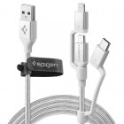 Spigen��®���ť����֥� Essential C10i3USB-C+Micro-B5-pin+USB Lightning to USB 2.0 Cable��Silver��000CB23017