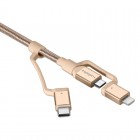 Spigen��®���ť����֥� Essential C10i3USB-C+Micro-B5-pin+USB Lightning to USB 2.0 Cable��Gold��000CB23018
