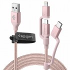 Spigen��®���ť����֥� Essential C10i3USB-C+Micro-B5-pin+USB Lightning to USB 2.0 Cable��Rose Gold��000CB23019